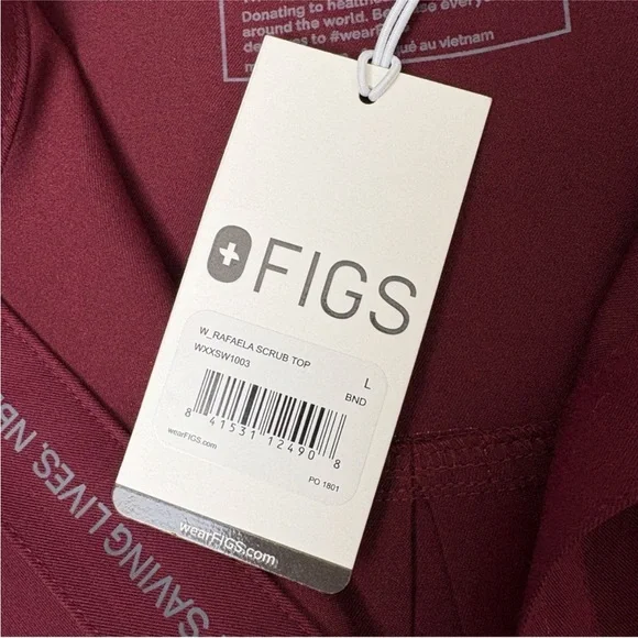 Figs Rafaela Technical Collections Oversized Scrub Top Maroon Large NWT - Picture 9 of 10